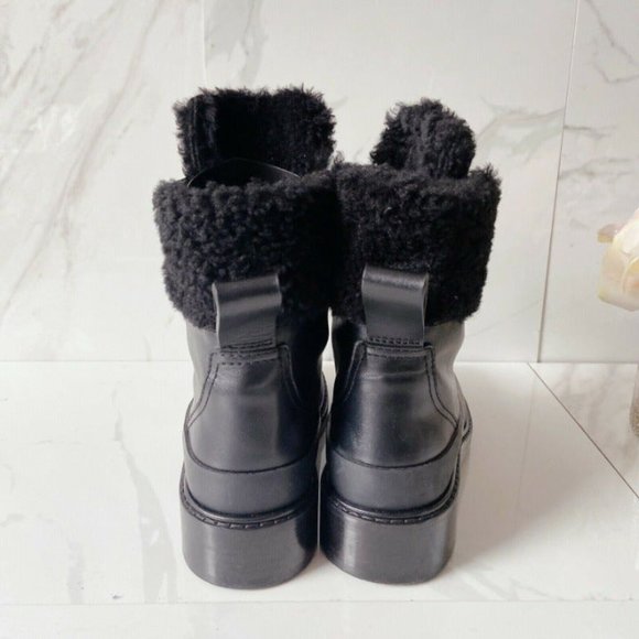 CHLOE Roy Zip Platform Combat Shearling Boots 37.5 - Picture 5 of 11